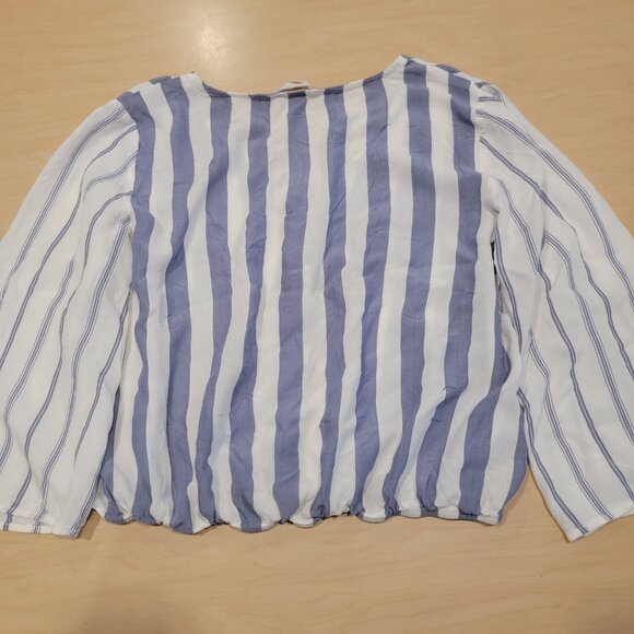 Pink Rose Striped Blouse Top Medium - Picture 3 of 5